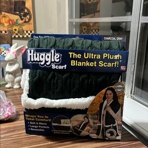 Scarf Ultra Plush Blanket Scarf - Charcoal Gray and White